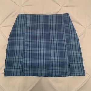 BLUE PLAID SKIRT